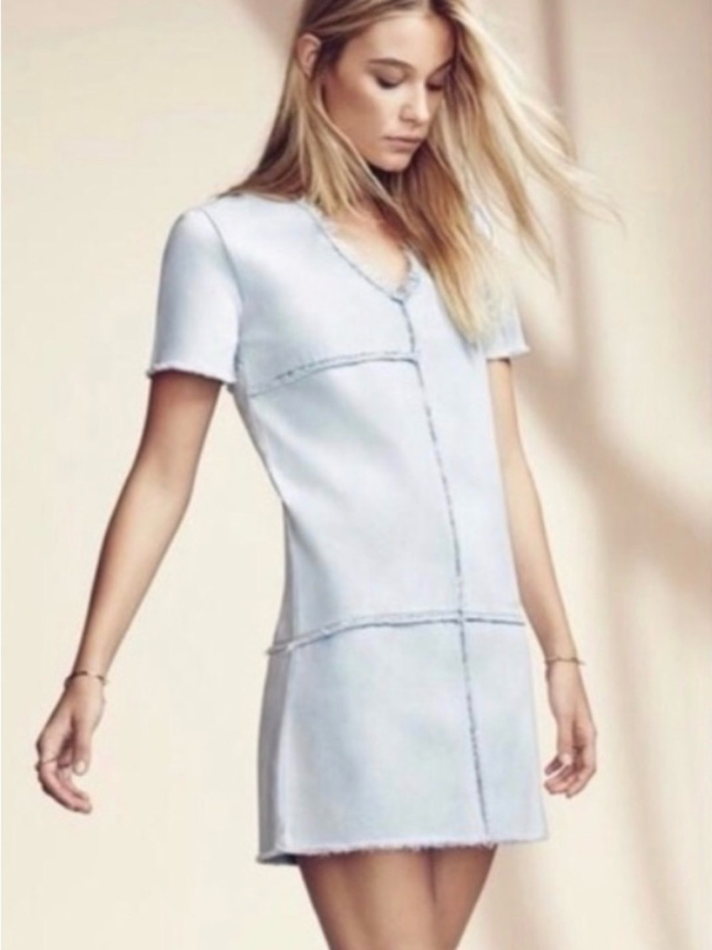 1.State Patched Denim Shift Dress XS 100% Cotton